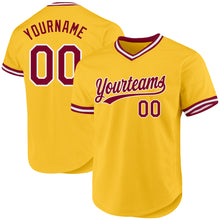 Charger l'image dans la galerie, Custom Gold Maroon-White Authentic Throwback Baseball Jersey
