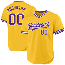 Charger l'image dans la galerie, Custom Gold Purple-White Authentic Throwback Baseball Jersey