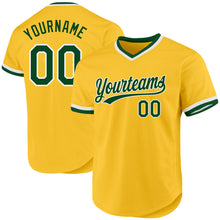 Charger l'image dans la galerie, Custom Gold Green-White Authentic Throwback Baseball Jersey