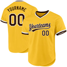 Charger l'image dans la galerie, Custom Gold Brown-White Authentic Throwback Baseball Jersey