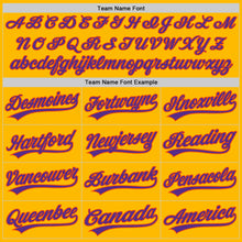 Load image into Gallery viewer, Custom Gold Purple-Orange Authentic Throwback Baseball Jersey