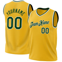 Загрузить изображение в средство просмотра галереи, Custom Gold Green-White Authentic Throwback Basketball Jersey