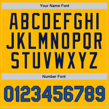 Laden Sie das Bild in den Galerie-Viewer, Custom Gold Blue-Navy Authentic Throwback Basketball Jersey