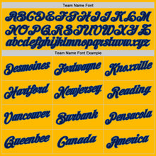 Laden Sie das Bild in den Galerie-Viewer, Custom Gold Blue-Navy Authentic Throwback Basketball Jersey