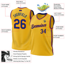 Laden Sie das Bild in den Galerie-Viewer, Custom Gold Royal-Orange Authentic Throwback Basketball Jersey