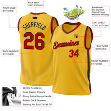 Load image into Gallery viewer, Custom Gold Red-Black Authentic Throwback Basketball Jersey