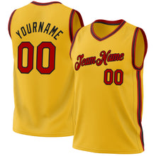 Load image into Gallery viewer, Custom Gold Red-Black Authentic Throwback Basketball Jersey