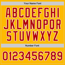 Laden Sie das Bild in den Galerie-Viewer, Custom Gold Red-White Authentic Throwback Basketball Jersey