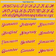 Laden Sie das Bild in den Galerie-Viewer, Custom Gold Red-White Authentic Throwback Basketball Jersey