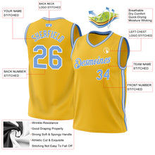 Charger l'image dans la galerie, Custom Gold Light Blue-White Authentic Throwback Basketball Jersey