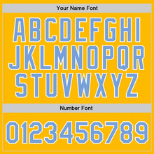 Charger l'image dans la galerie, Custom Gold Light Blue-White Authentic Throwback Basketball Jersey