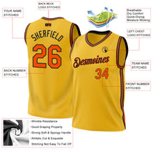 Laden Sie das Bild in den Galerie-Viewer, Custom Gold Orange-Black Authentic Throwback Basketball Jersey