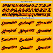 Laden Sie das Bild in den Galerie-Viewer, Custom Gold Orange-Black Authentic Throwback Basketball Jersey