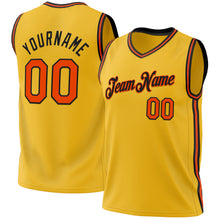 Laden Sie das Bild in den Galerie-Viewer, Custom Gold Orange-Black Authentic Throwback Basketball Jersey