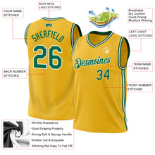 Загрузить изображение в средство просмотра галереи, Custom Gold Kelly Green-White Authentic Throwback Basketball Jersey