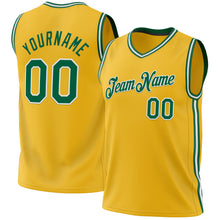 Загрузить изображение в средство просмотра галереи, Custom Gold Kelly Green-White Authentic Throwback Basketball Jersey