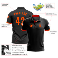 Load image into Gallery viewer, Custom Black Orange Performance Golf Polo Shirt
