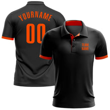 Load image into Gallery viewer, Custom Black Orange Performance Golf Polo Shirt