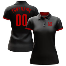 Laden Sie das Bild in den Galerie-Viewer, Custom Black Red Performance Golf Polo Shirt