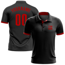 Laden Sie das Bild in den Galerie-Viewer, Custom Black Red Performance Golf Polo Shirt