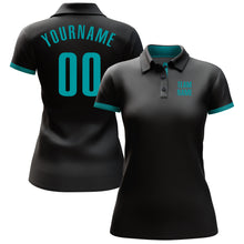 Load image into Gallery viewer, Custom Black Aqua Performance Golf Polo Shirt