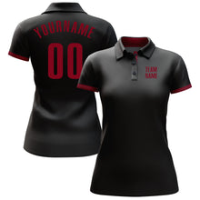 Load image into Gallery viewer, Custom Black Crimson Performance Golf Polo Shirt