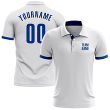 Load image into Gallery viewer, Custom White Royal Performance Golf Polo Shirt