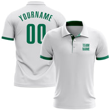 Charger l'image dans la galerie, Custom White Kelly Green Performance Golf Polo Shirt