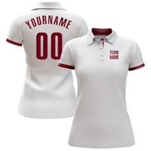 Load image into Gallery viewer, Custom White Crimson Performance Golf Polo Shirt