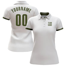 Load image into Gallery viewer, Custom White Olive Performance Golf Polo Shirt