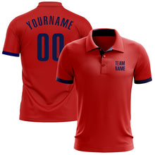 Laden Sie das Bild in den Galerie-Viewer, Custom Red Navy Performance Golf Polo Shirt