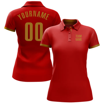 Custom Red Old Gold Performance Golf Polo Shirt