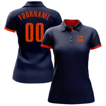 Laden Sie das Bild in den Galerie-Viewer, Custom Navy Orange Performance Golf Polo Shirt