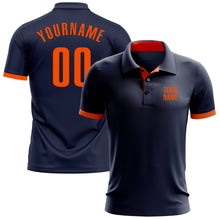 Laden Sie das Bild in den Galerie-Viewer, Custom Navy Orange Performance Golf Polo Shirt