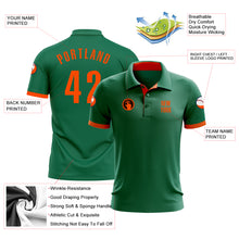 Load image into Gallery viewer, Custom Kelly Green Orange Performance Golf Polo Shirt