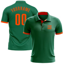 Load image into Gallery viewer, Custom Kelly Green Orange Performance Golf Polo Shirt