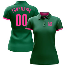 Load image into Gallery viewer, Custom Kelly Green Pink Performance Golf Polo Shirt