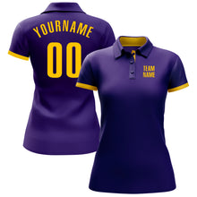 Laden Sie das Bild in den Galerie-Viewer, Custom Purple Yellow Performance Golf Polo Shirt