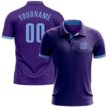 Laden Sie das Bild in den Galerie-Viewer, Custom Purple Light Blue Performance Golf Polo Shirt