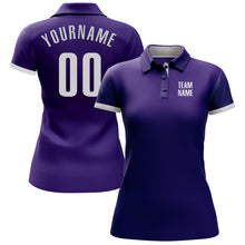 Load image into Gallery viewer, Custom Purple White Performance Golf Polo Shirt
