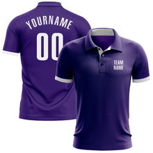 Load image into Gallery viewer, Custom Purple White Performance Golf Polo Shirt
