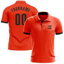 Charger l'image dans la galerie, Custom Orange Black Performance Golf Polo Shirt