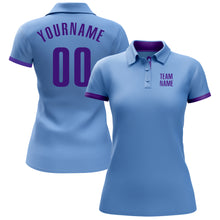 Load image into Gallery viewer, Custom Light Blue Purple Performance Golf Polo Shirt