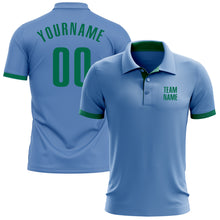 Load image into Gallery viewer, Custom Light Blue Kelly Green Performance Golf Polo Shirt