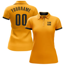 Charger l'image dans la galerie, Custom Gold Black Performance Golf Polo Shirt
