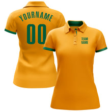 Laden Sie das Bild in den Galerie-Viewer, Custom Gold Kelly Green Performance Golf Polo Shirt