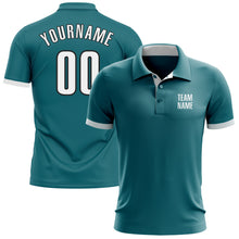 Загрузить изображение в средство просмотра галереи, Custom Teal White-Black Performance Golf Polo Shirt