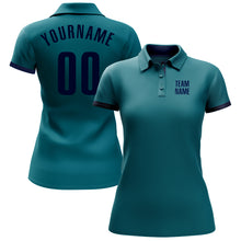 Загрузить изображение в средство просмотра галереи, Custom Teal Navy Performance Golf Polo Shirt