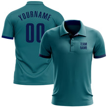 Загрузить изображение в средство просмотра галереи, Custom Teal Navy Performance Golf Polo Shirt