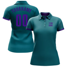Загрузить изображение в средство просмотра галереи, Custom Teal Purple Performance Golf Polo Shirt